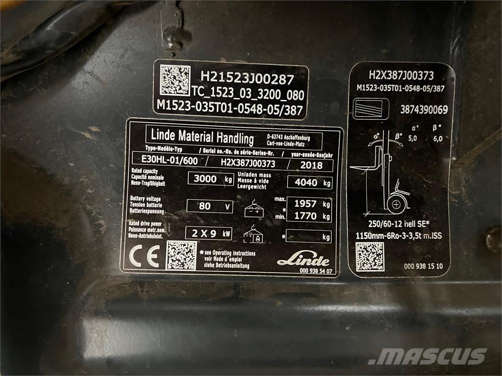 Linde E30/600HL 전동 지게차