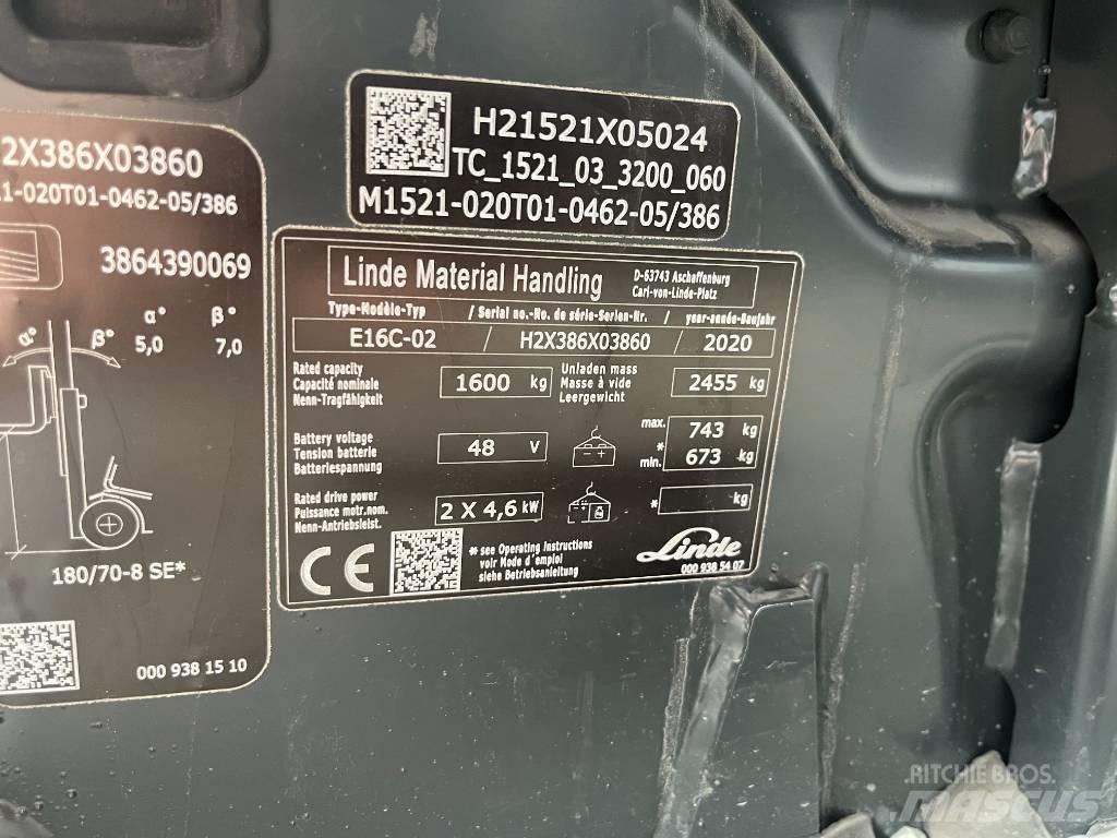 Linde E 16 C-02 전동 지게차