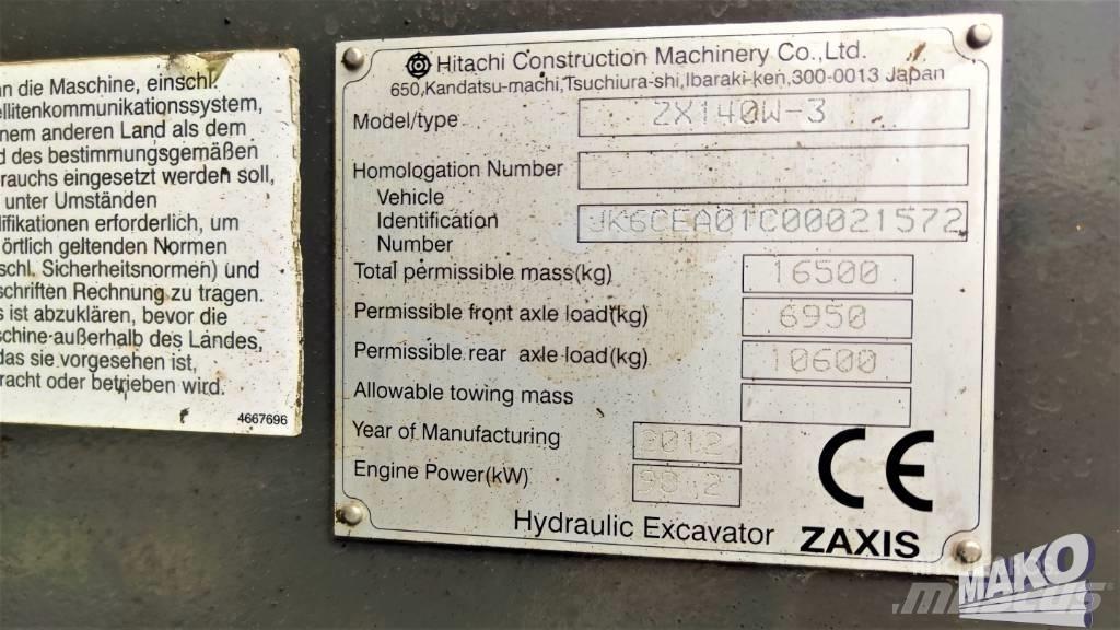 Hitachi ZX 140 W-3  휠 굴삭기