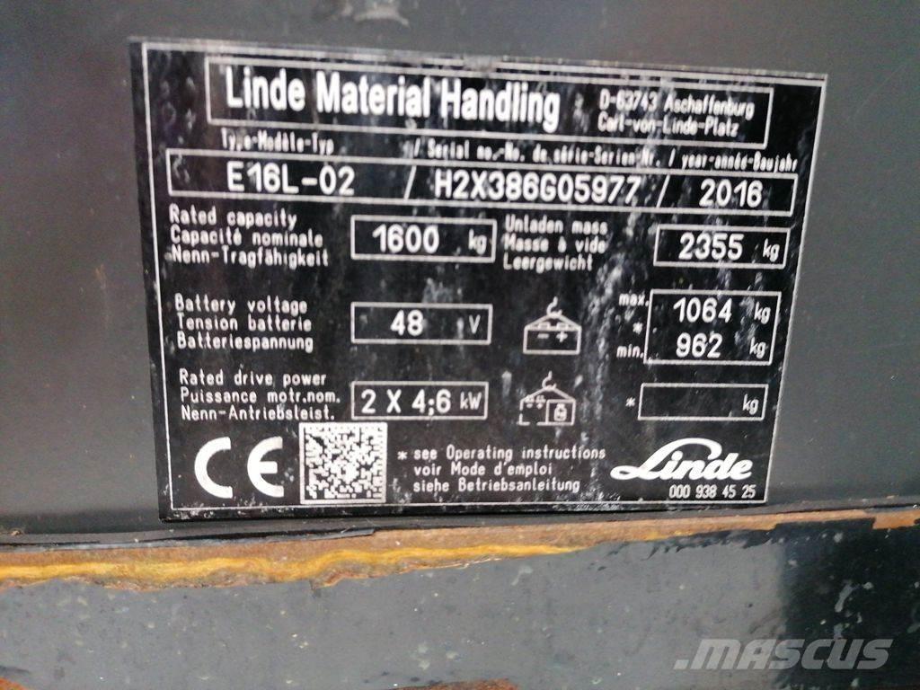Linde E16L-02 전동 지게차