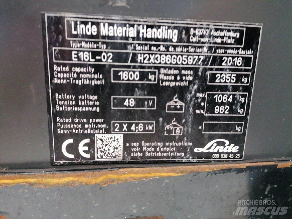 Linde E16L-02 전동 지게차