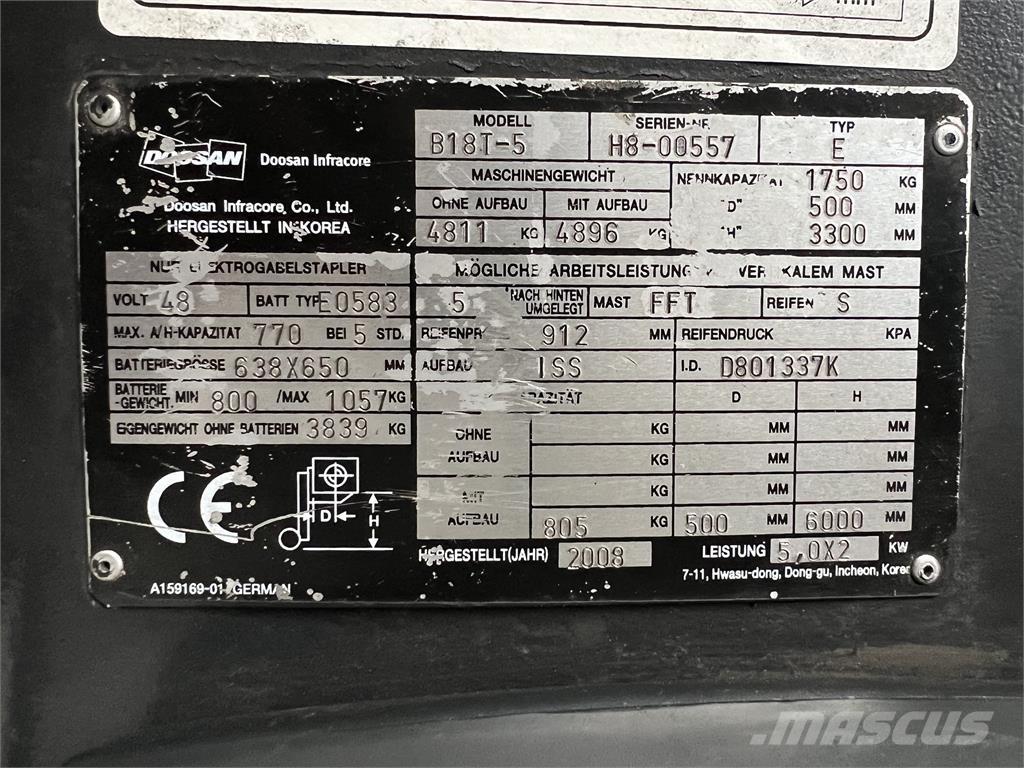 Doosan B18T-5 전동 지게차