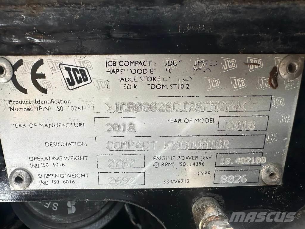 JCB 8026 소형 굴삭기 7톤 미만