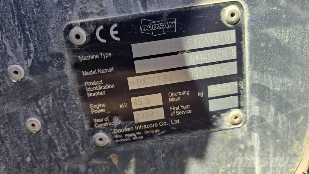 Doosan DX140LCR-5 대형 굴삭기 29톤 이상