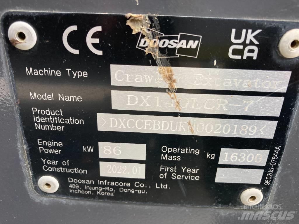 Doosan DX 140 LCR-7 대형 굴삭기 29톤 이상