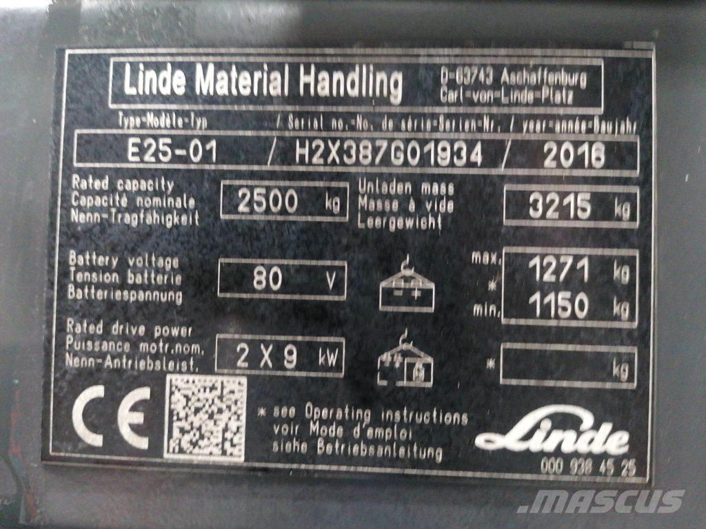 Linde E25-01 전동 지게차