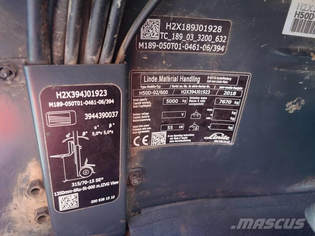 Linde H50D600/394 디젤 지게차