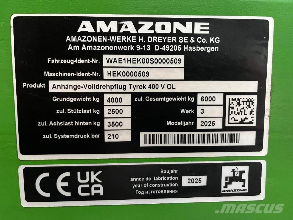Amazone Tyrok 400 VS 가역 플로우(쟁기)