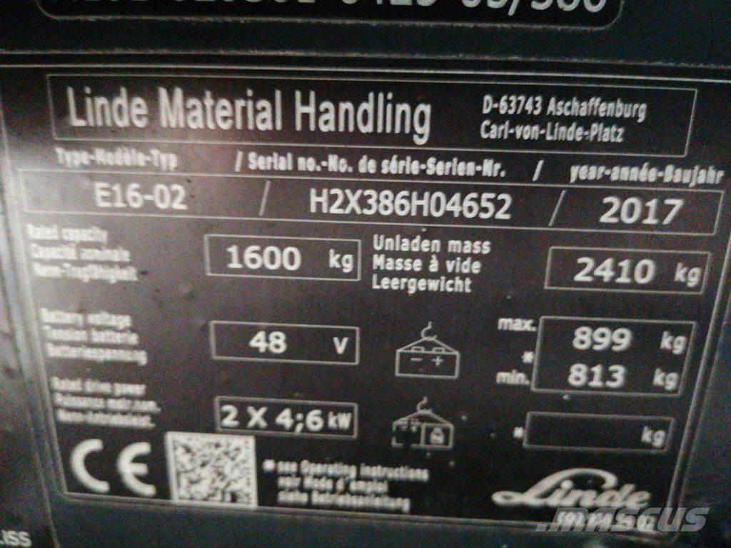 Linde E16-02 전동 지게차