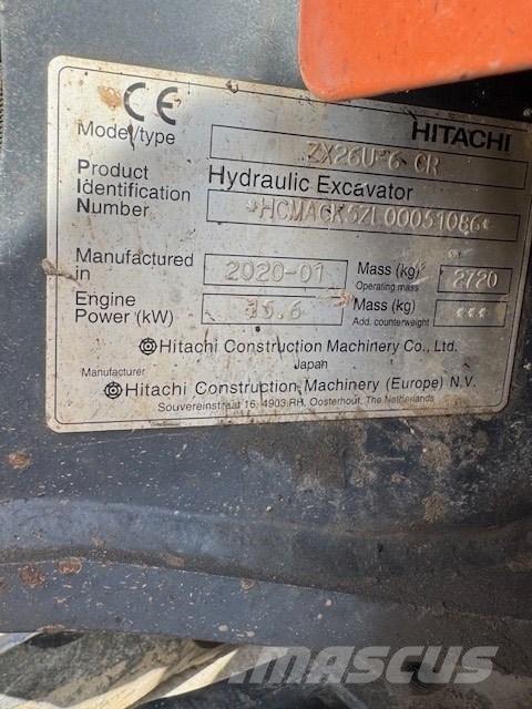 Hitachi ZX 26 U-6 CR 소형 굴삭기 7톤 미만