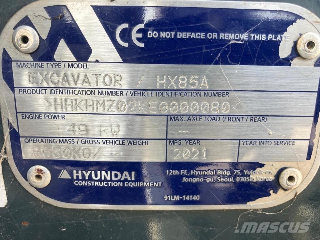 Hyundai HX 85 A 중형굴삭기 7톤-28톤