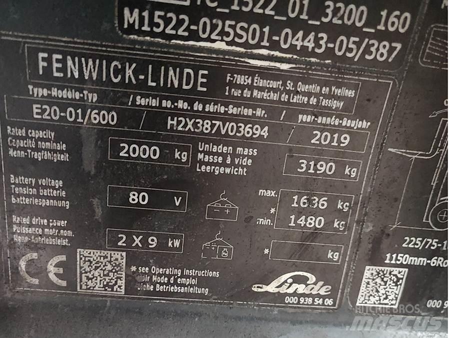 Linde E20-01/600 전동 지게차