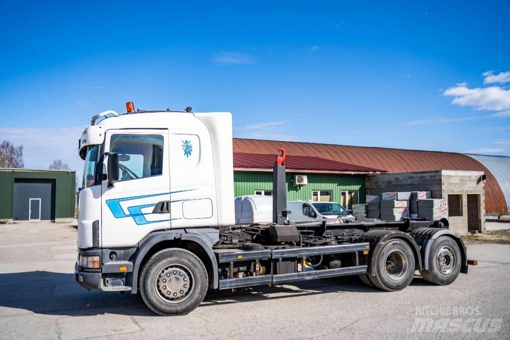 Scania R 144 GB 훅 리프트 트럭