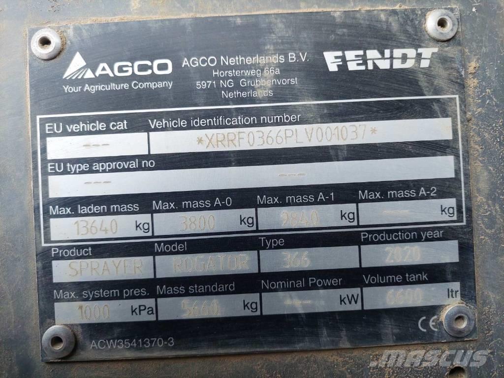 Fendt ROGATOR 366 견인형 분무기