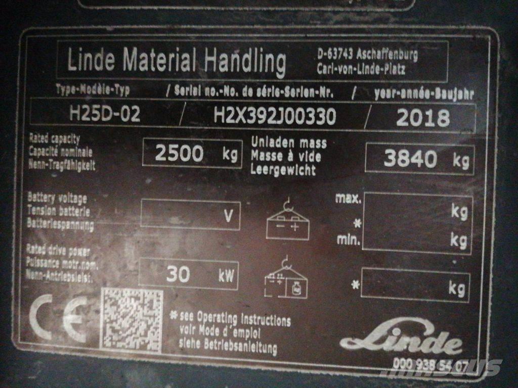 Linde H25D-02 디젤 지게차