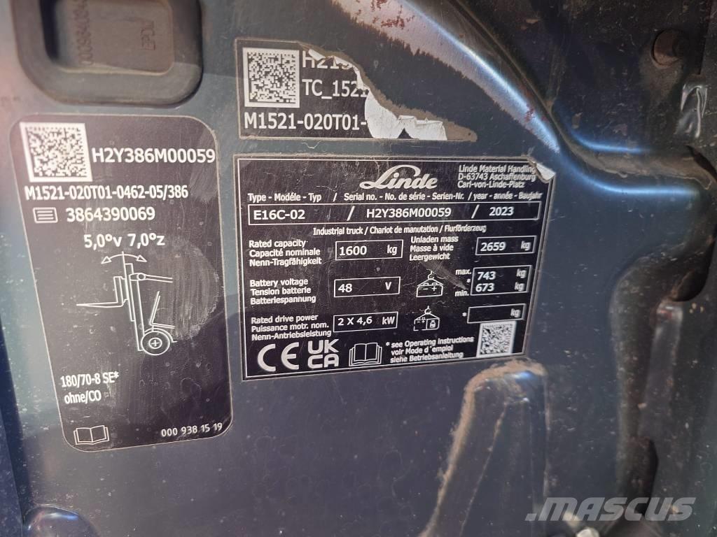 Linde E16C/386-02 전동 지게차