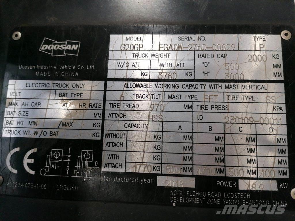 Doosan G20GP LPG 지게차