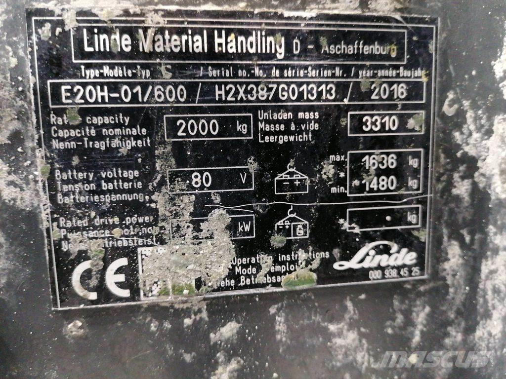 Linde E20H-01/600 전동 지게차