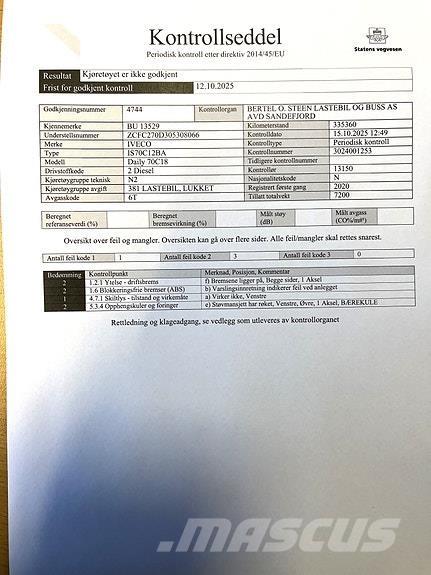 Iveco DAILY 70C18 탑차 트럭