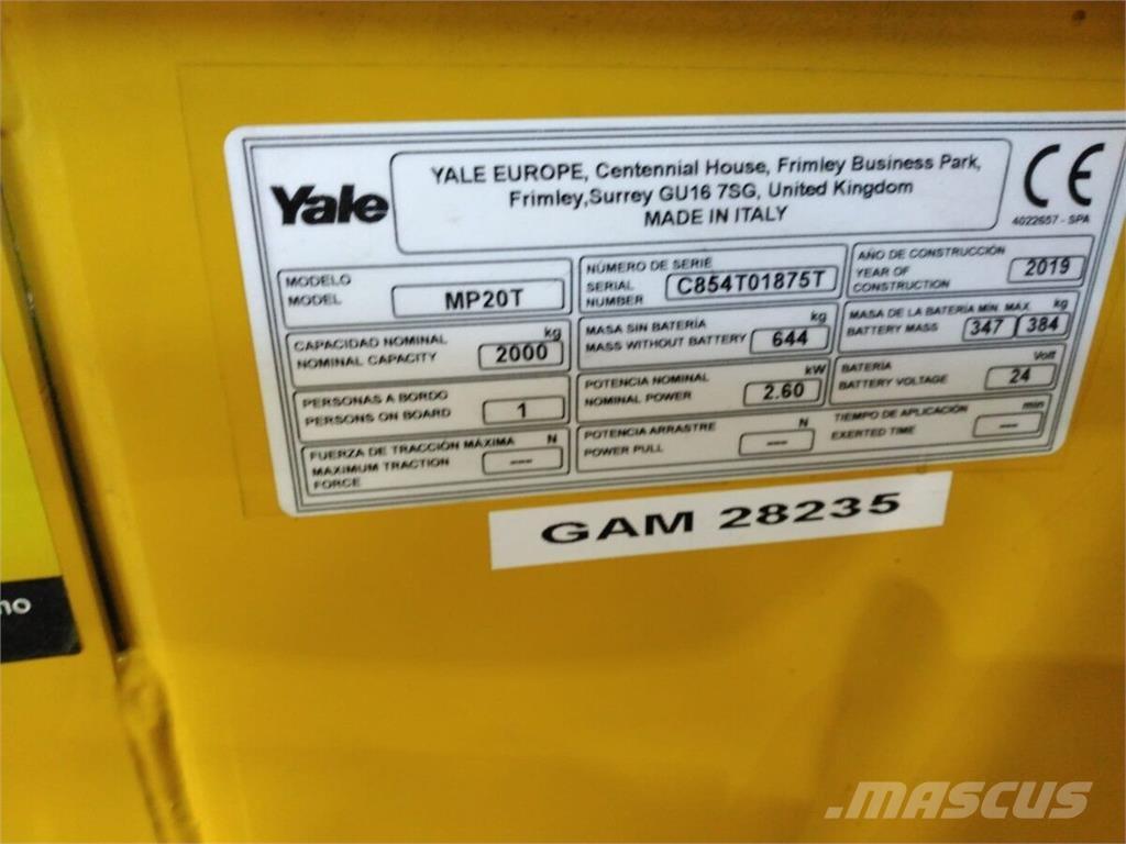 Yale MP20T 미디엄 리프트 오더 피커