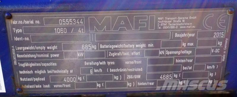 Mafi 1060 / 4t 플랫베드/드롭사이드 트레일러