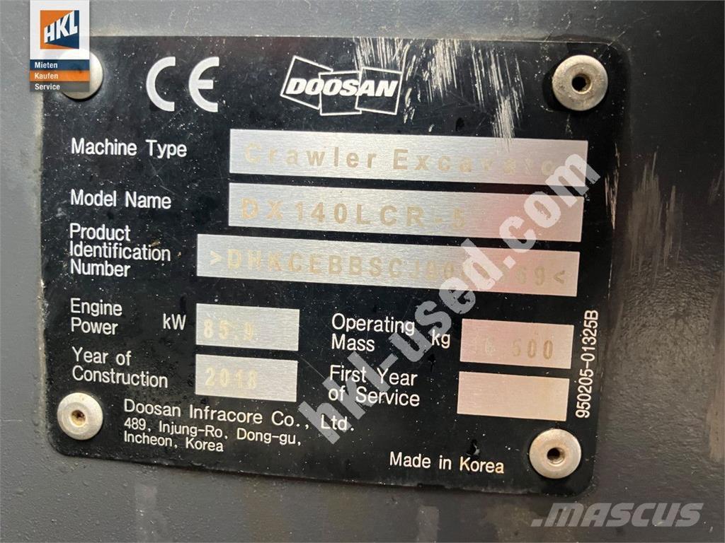 Doosan DX 140 LCR-5 대형 굴삭기 29톤 이상