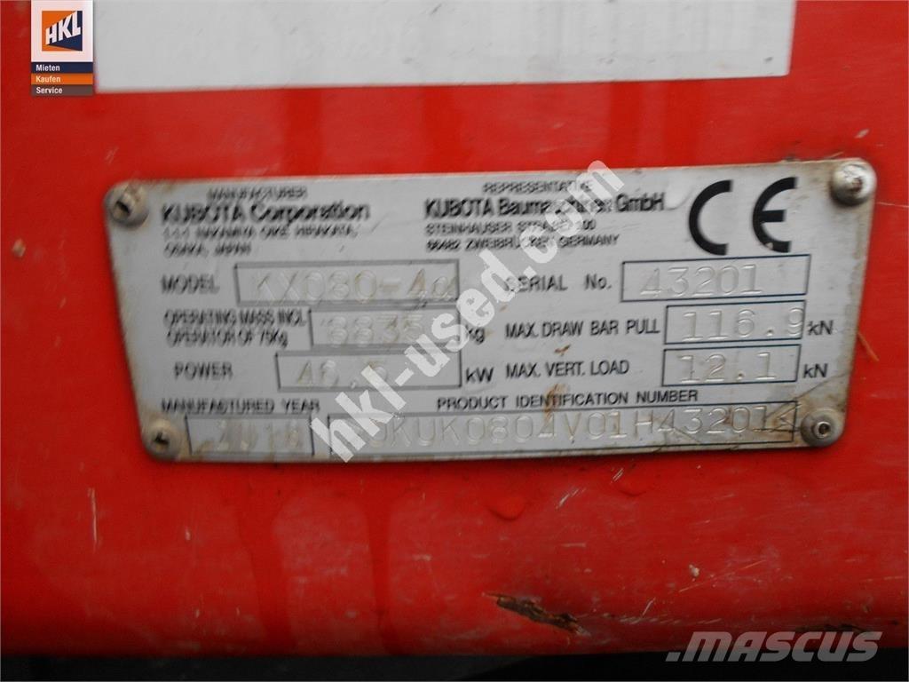 Kubota KX 080-4 소형 굴삭기 7톤 미만