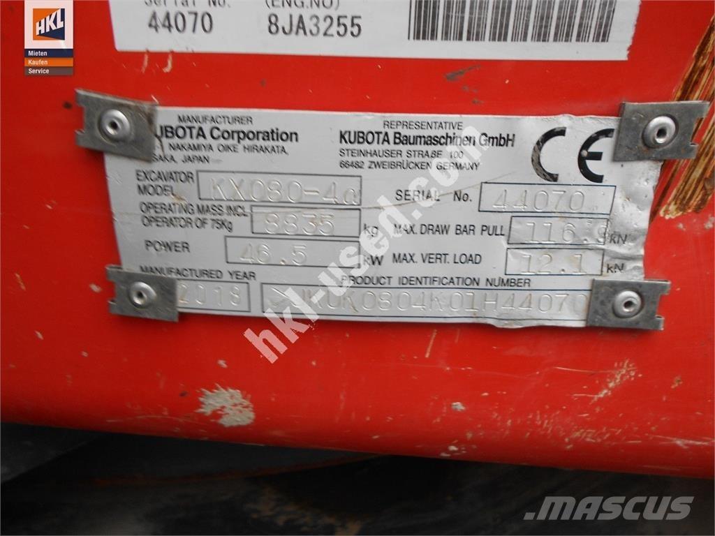 Kubota KX 080-4 소형 굴삭기 7톤 미만