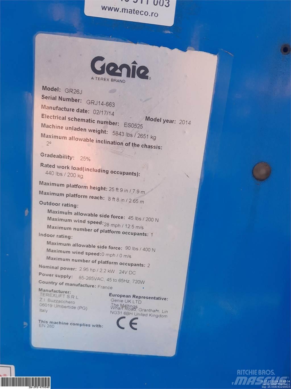 Genie GR26J 인원/화물 앨리베이터