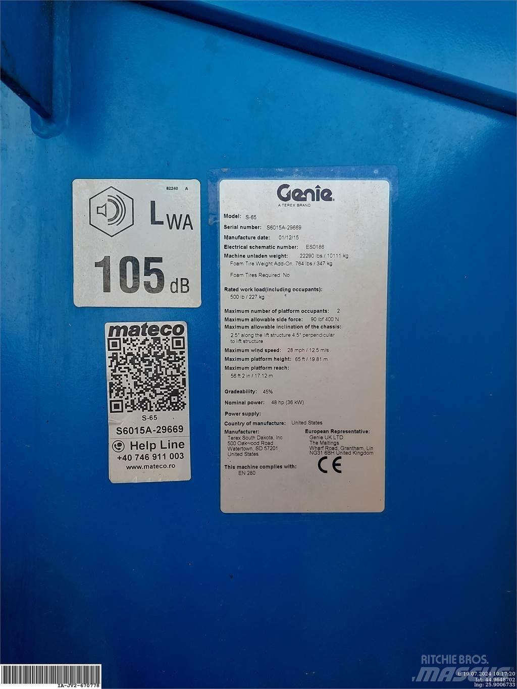 Genie S-65 견인식 전동이동 리프트
