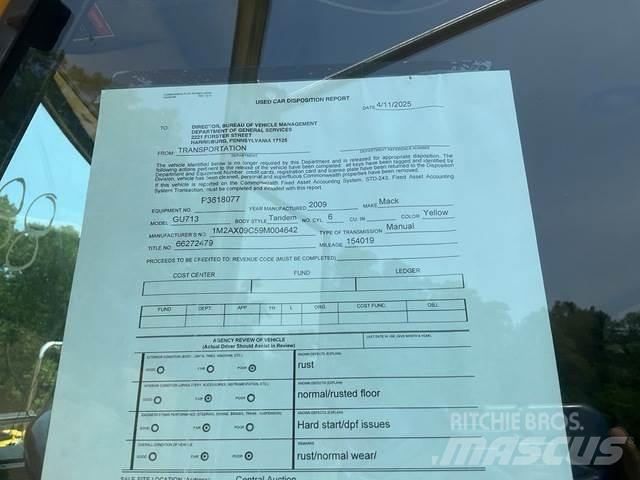 Mack GU713 제설 블레이드 및 제설기