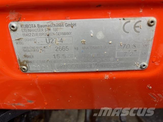 Kubota U27-4 중형굴삭기 7톤-28톤