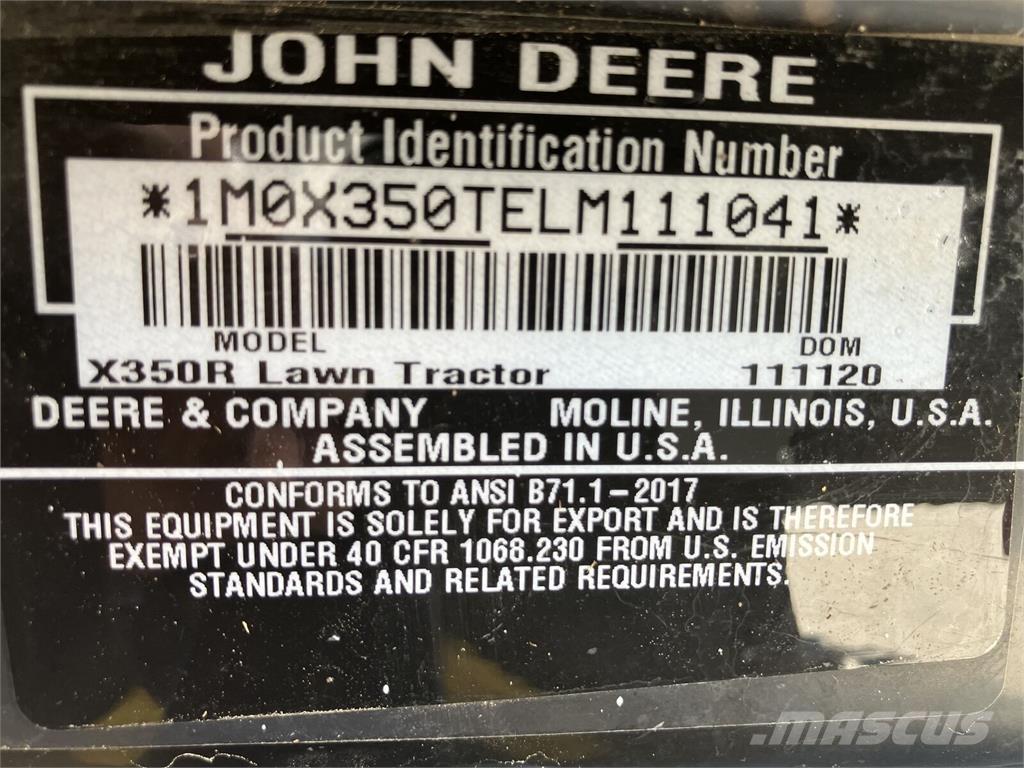 John Deere X 350R 토양관리 장비 - 기타