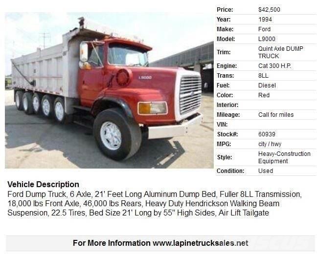 Ford L9000 덤프 트럭