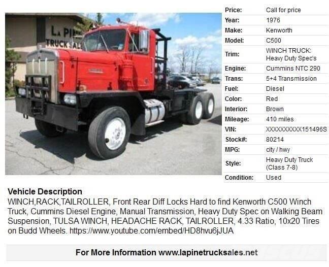 Kenworth C500 회수 차량