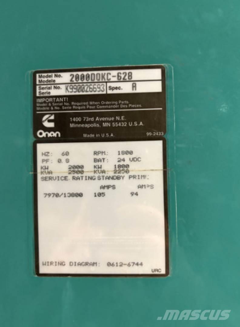 Cummins 2000DQKC-628 디젤 발전기