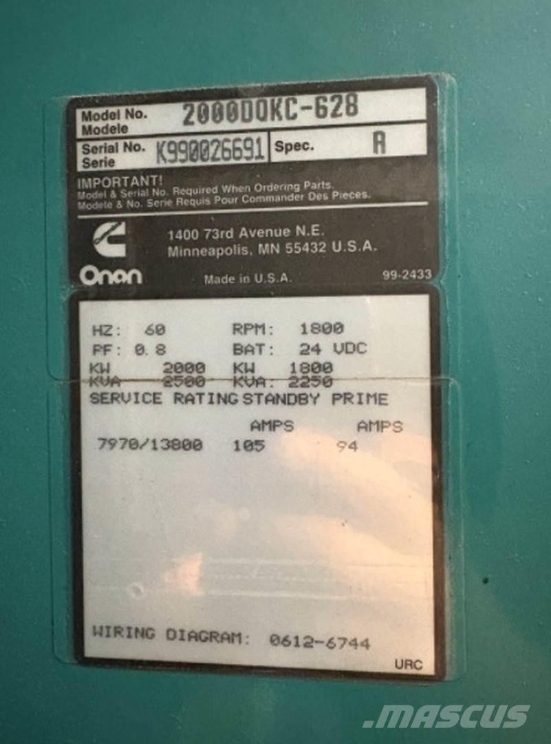 Cummins 2000DQKC-628 디젤 발전기