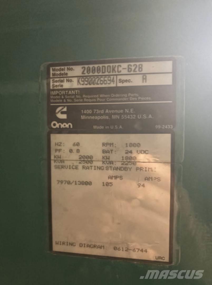 Cummins 2000DQKC-628 디젤 발전기