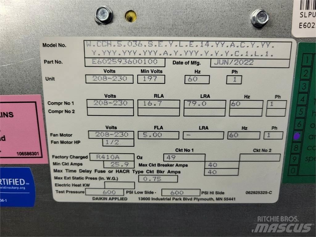  DAIKIN Enfinity 036 가열 및 해동 장비