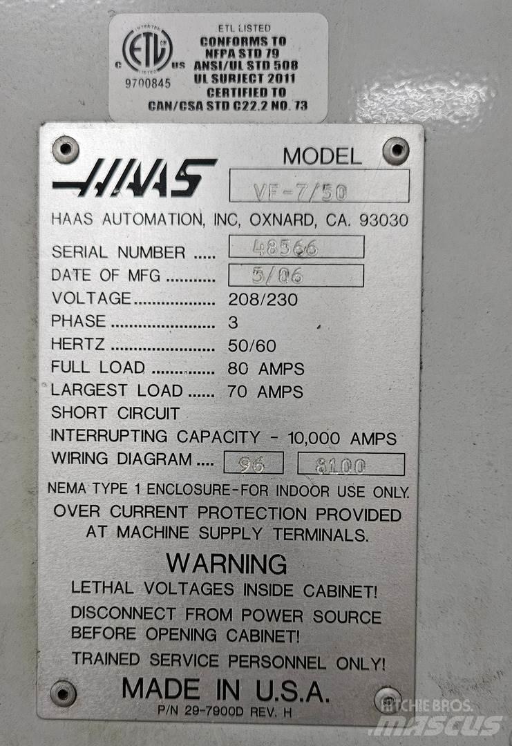 Haas VF-7/50 건설 장비 - 기타