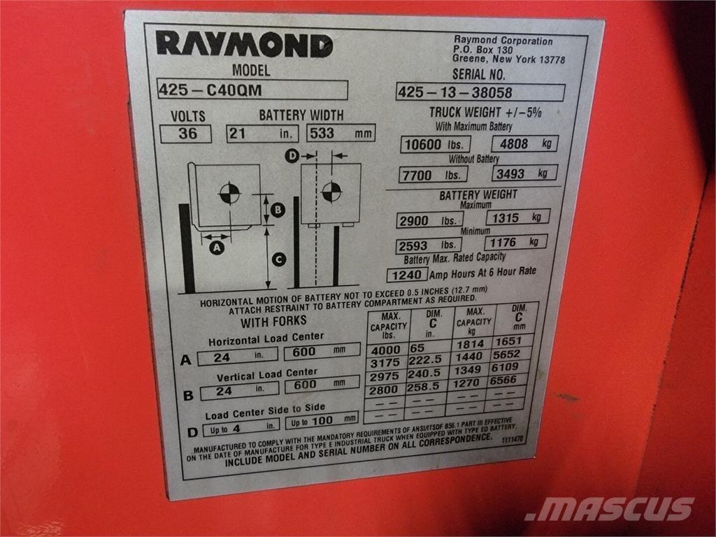 Raymond 425-C40QM 건설 장비 - 기타