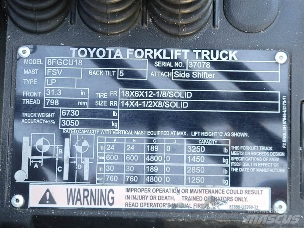 Toyota 8FGCU18 건설 장비 - 기타