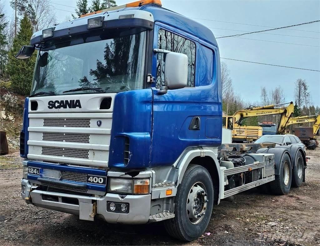 Scania 124 L 6x2 훅 리프트 트럭