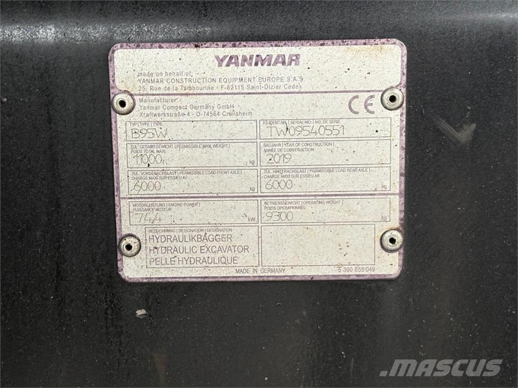 Yanmar B 95 W  휠 굴삭기