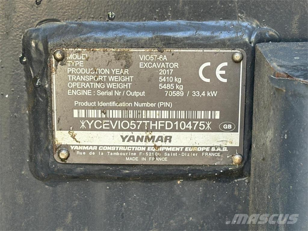 Yanmar VIO 57-6A 소형 굴삭기 7톤 미만