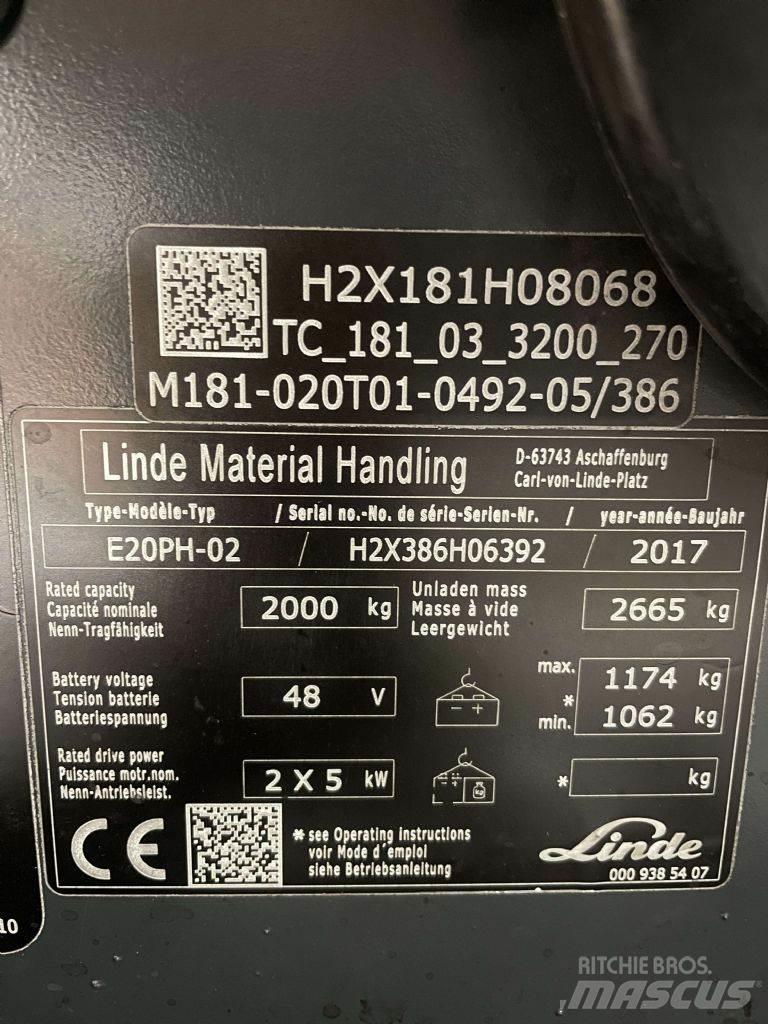 Linde E20PH-02-386 전동 지게차