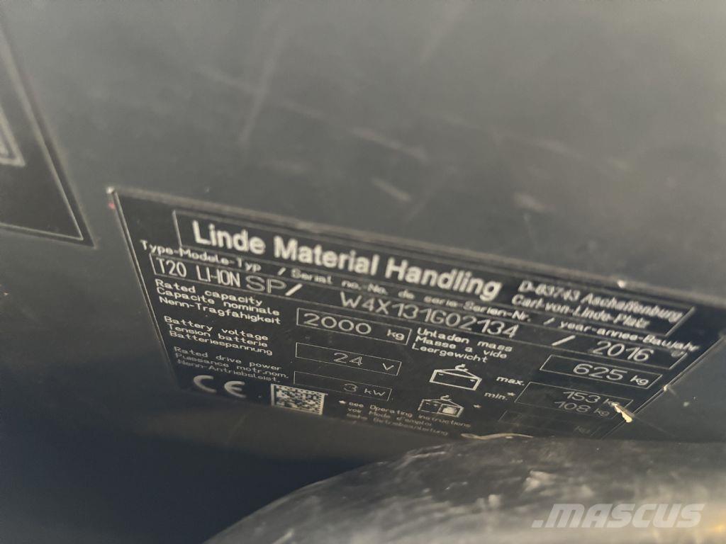 Linde T20 LI-ION SP 보행식 리치 지게차