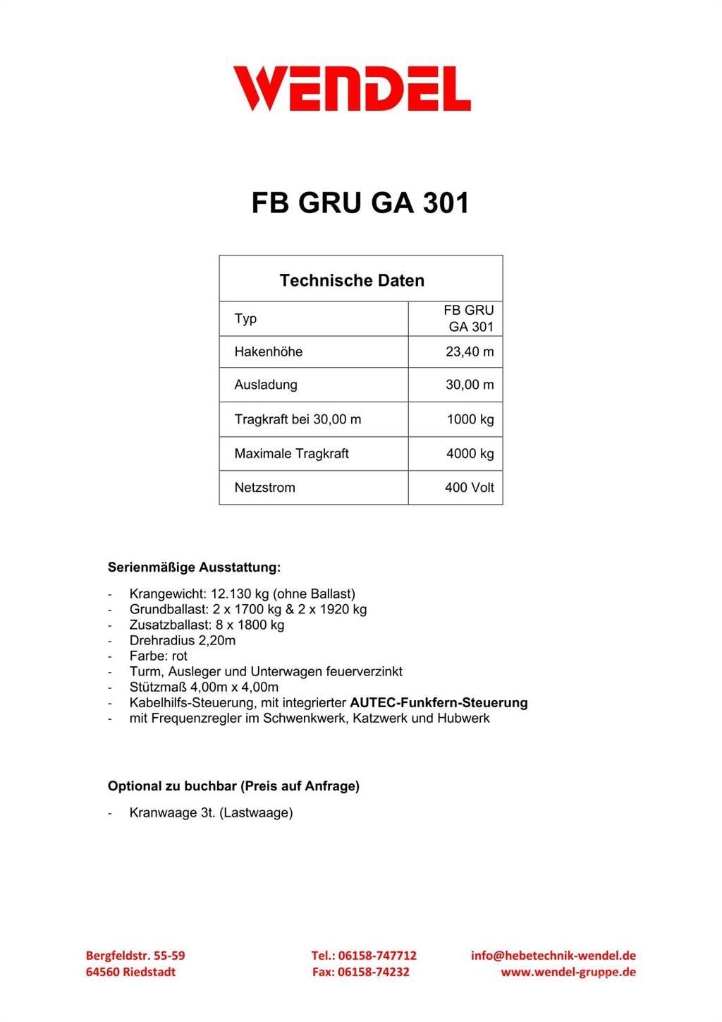 FB GRU GA 301 타워 크레인