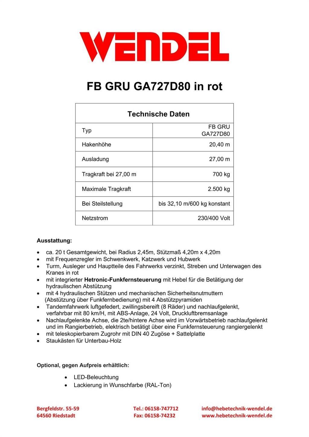 FB GRU GA727D80 타워 크레인