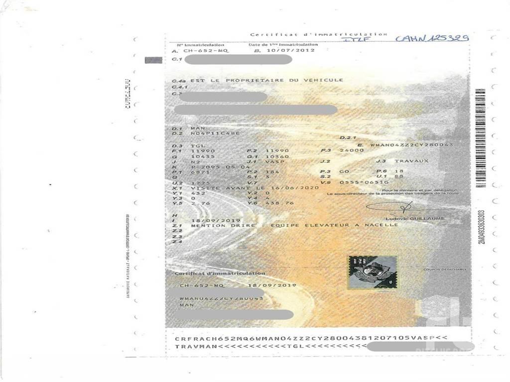 MAN TGL 트레일러 탑재 고소작업대